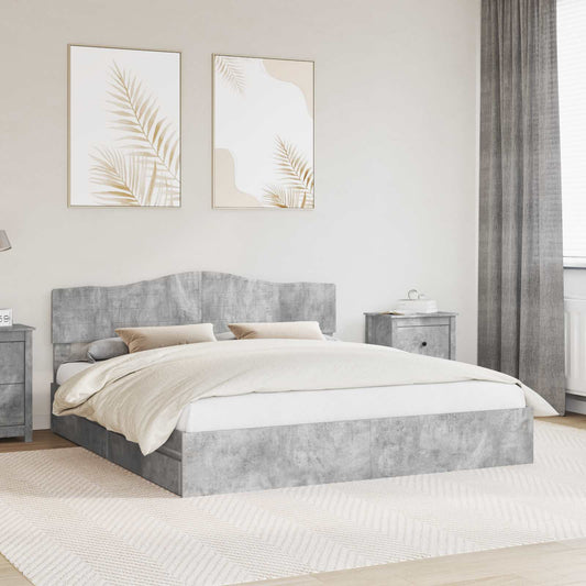 Letto con Contenitore con testiera Grigio cemento 200 x 200 cm | homemem39