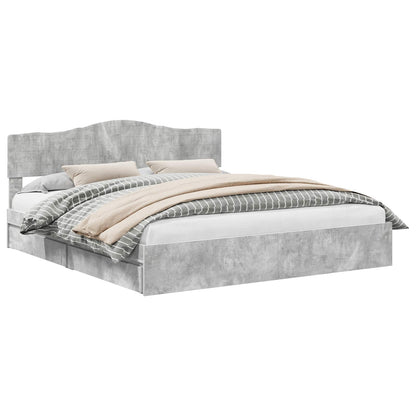 Letto con Contenitore con testiera Grigio cemento 200 x 200 cm | homemem39