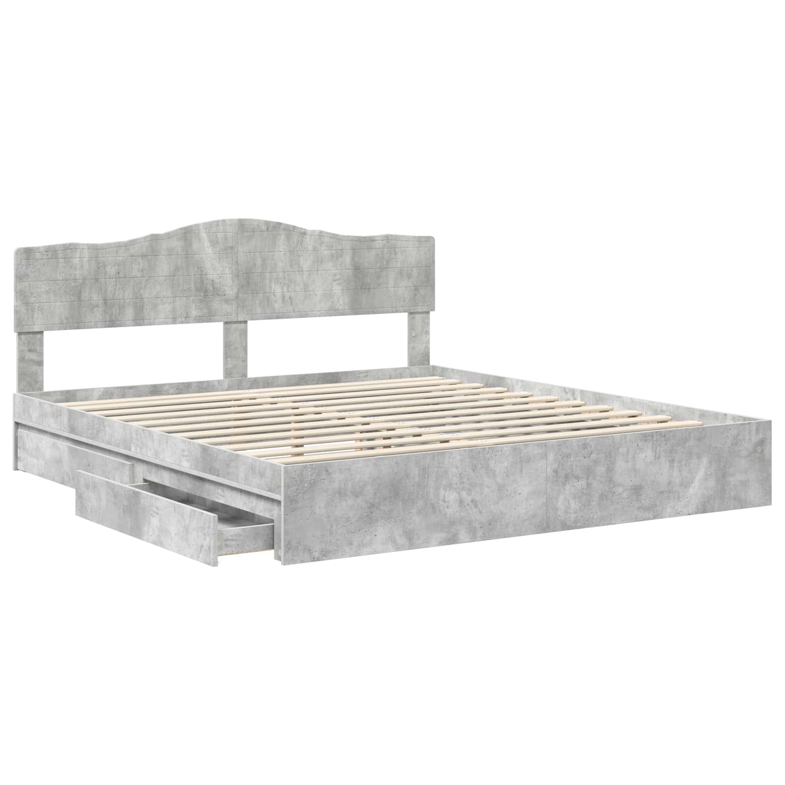 Letto con Contenitore con testiera Grigio cemento 200 x 200 cm | homemem39