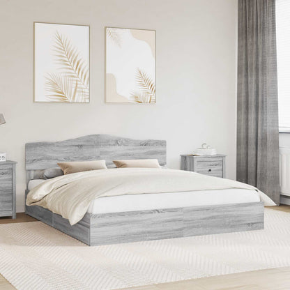 Letto con Contenitore con testiera Grigio Sonoma 200 x 200 cm | homemem39