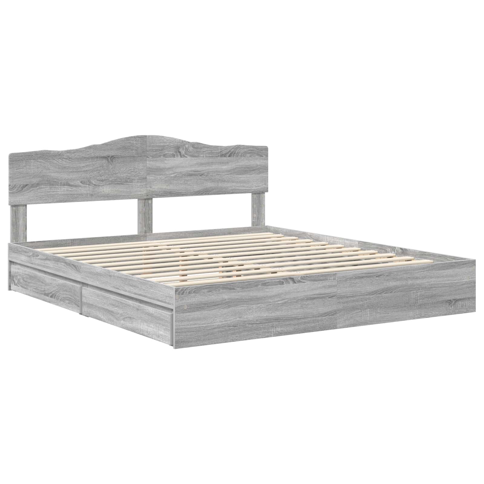 Letto con Contenitore con testiera Grigio Sonoma 200 x 200 cm | homemem39