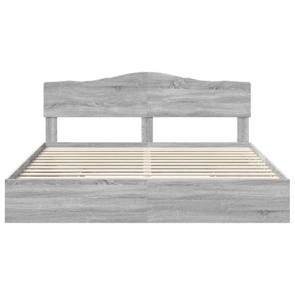 Letto con Contenitore con testiera Grigio Sonoma 200 x 200 cm | homemem39