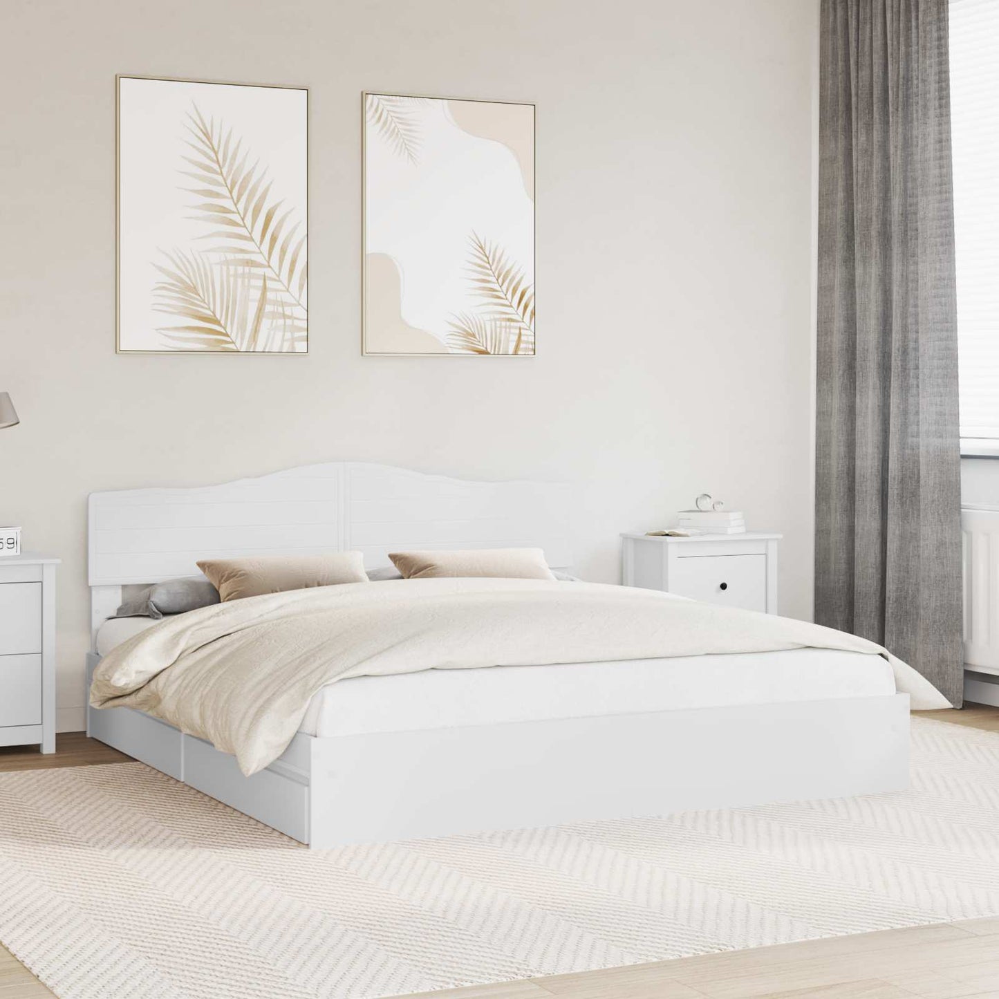 Letto con Contenitore Bianco 180 x 200 cm Legno multistrato