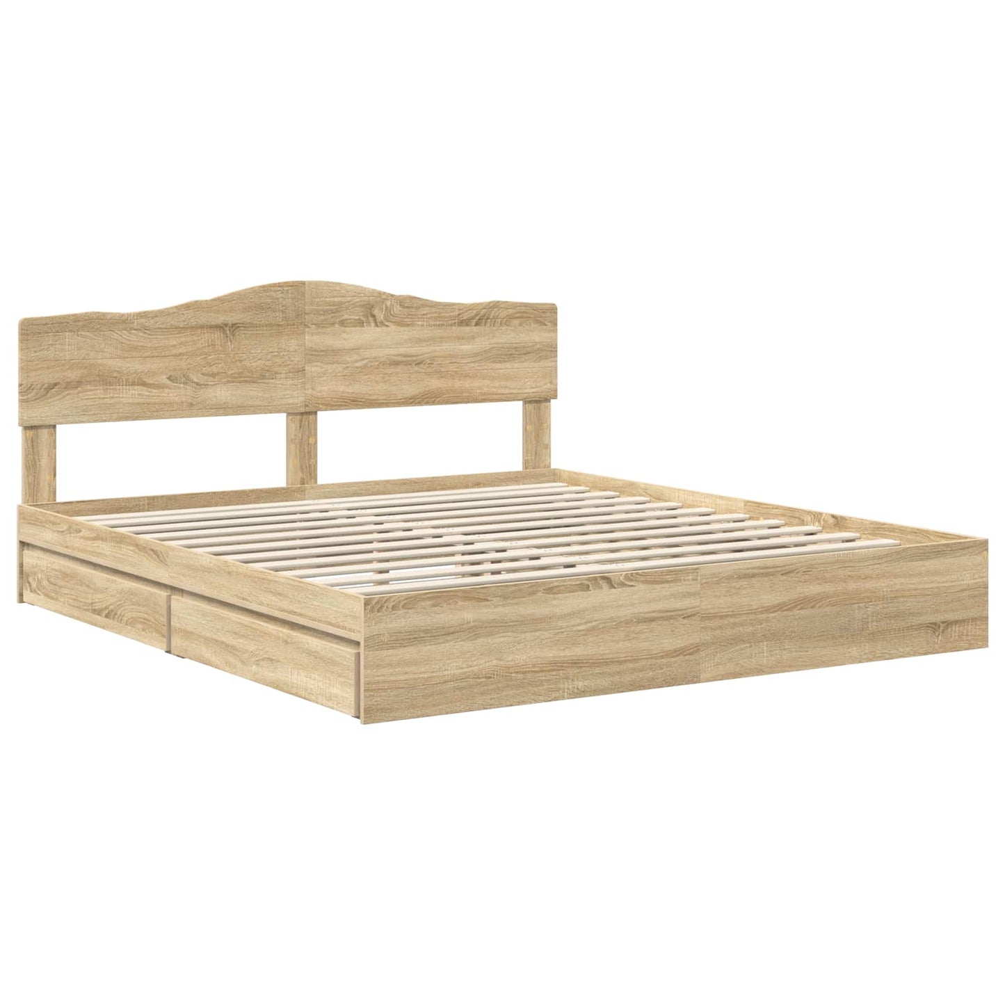 Letto con Contenitore con testiera Rovere Sonoma 180 x 200 cm | homemem39