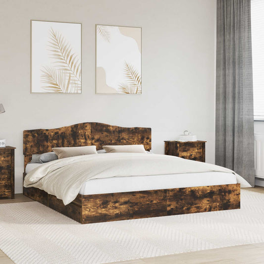 Letto con Contenitore con testiera Rovere fumé 180 x 200 cm | homemem39