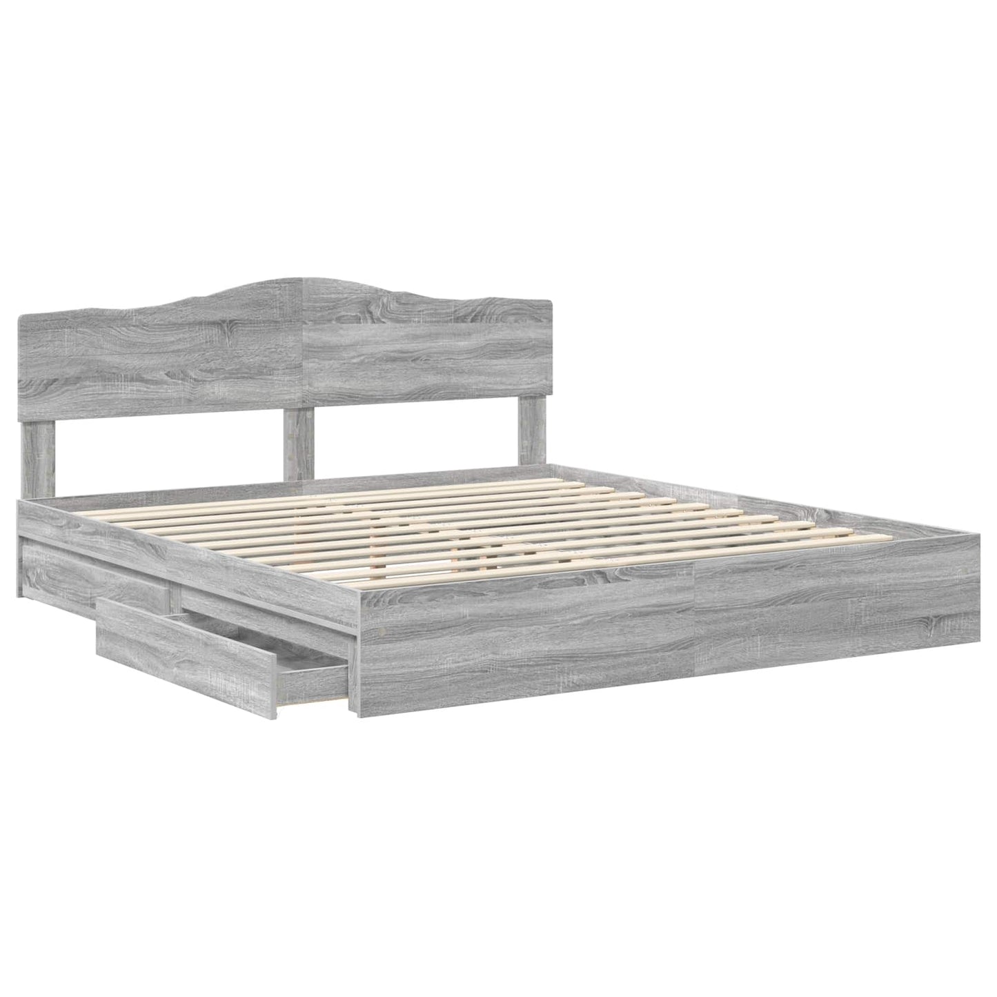 Letto con Contenitore con testiera Grigio Sonoma 180 x 200 cm | homemem39