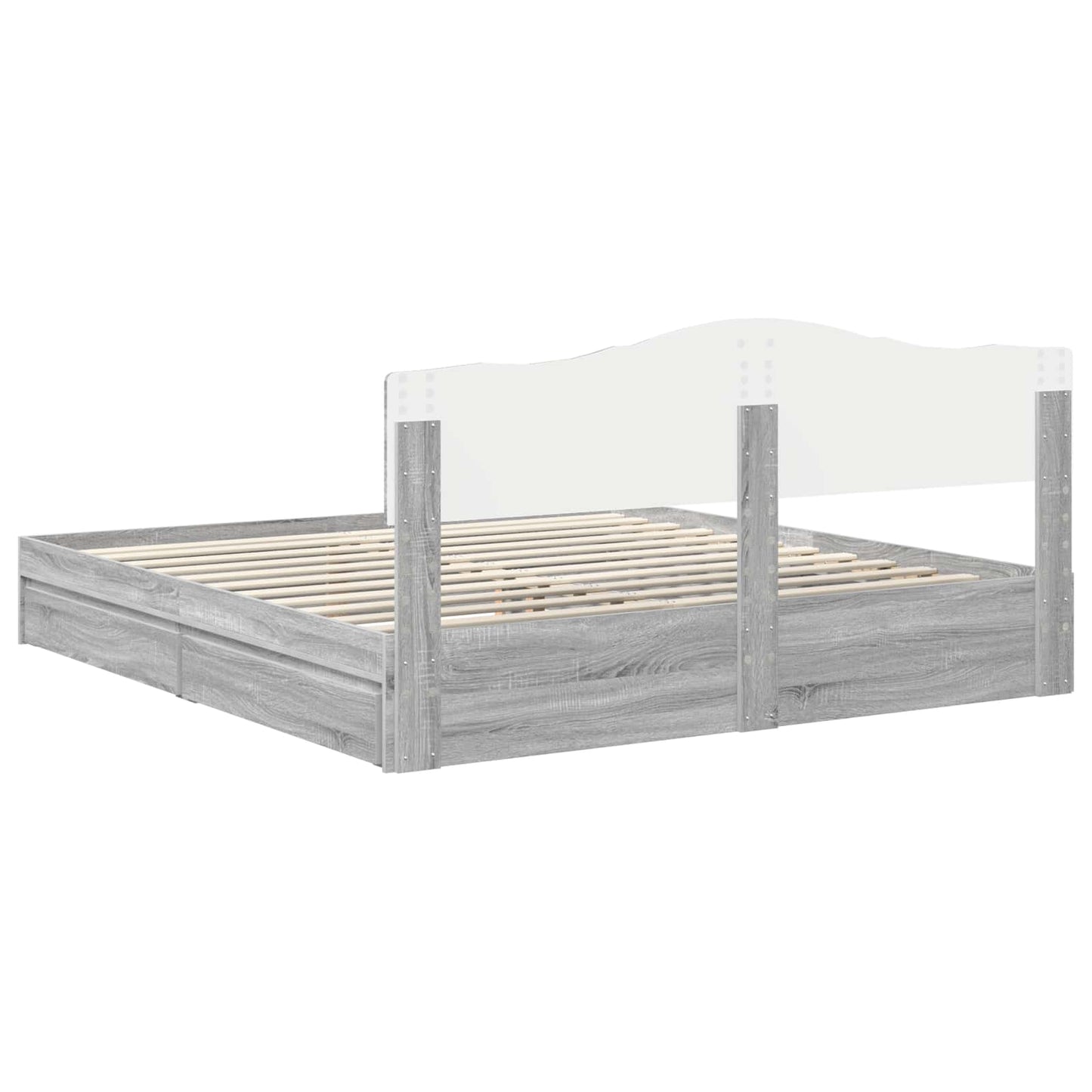 Letto con Contenitore con testiera Grigio Sonoma 180 x 200 cm | homemem39