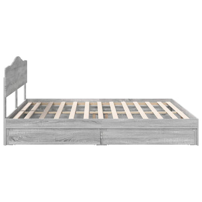 Letto con Contenitore con testiera Grigio Sonoma 180 x 200 cm | homemem39