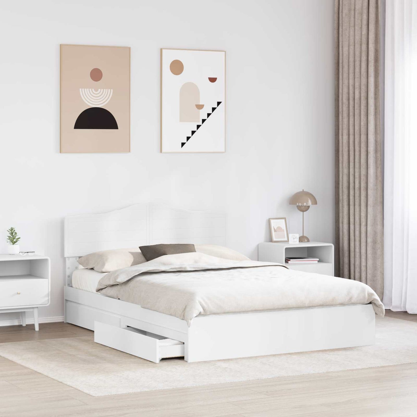 Letto con Contenitore Bianco 160 x 200 cm Legno multistrato | homemem39