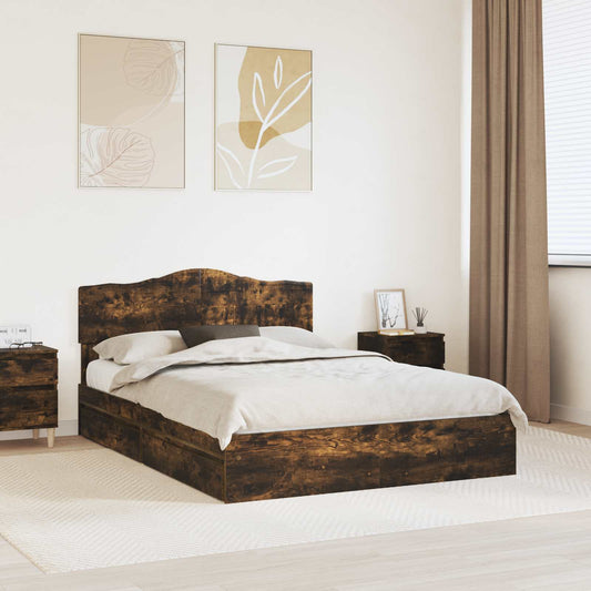 Letto con Contenitore con testiera Rovere fumé 160 x 200 cm | homemem39