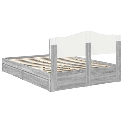 Letto con Contenitore con testiera Grigio Sonoma 160 x 200 cm | homemem39