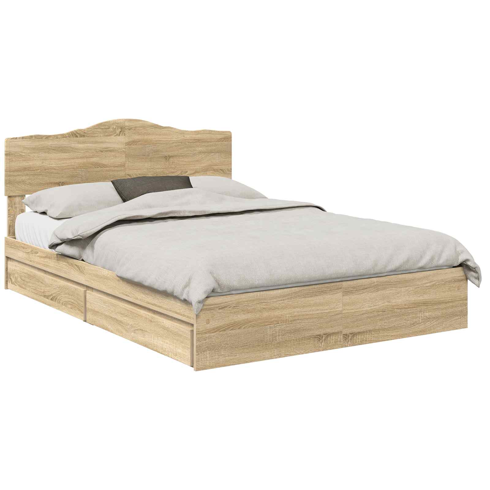Letto con Contenitore con testiera Rovere Sonoma 150 x 200 cm | homemem39