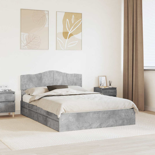 Letto con Contenitore con testiera Grigio cemento 150 x 200 cm | homemem39