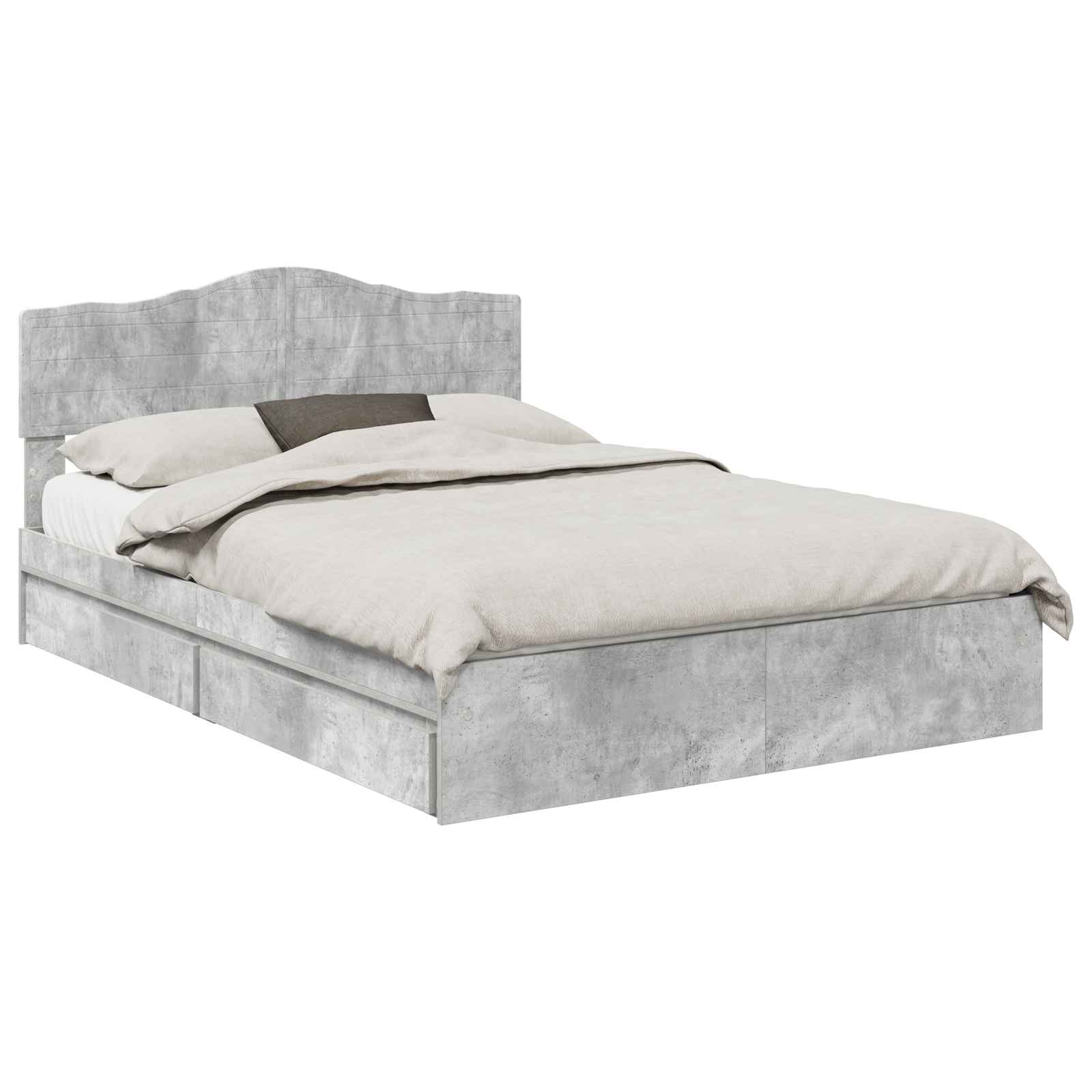 Letto con Contenitore con testiera Grigio cemento 150 x 200 cm | homemem39
