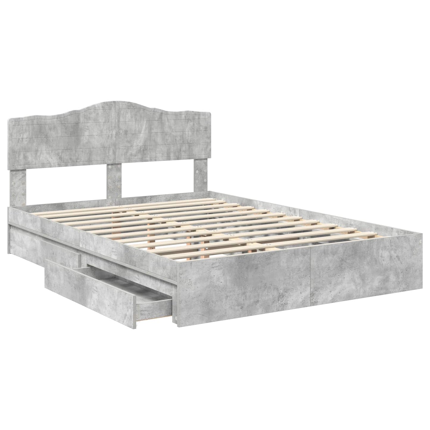 Letto con Contenitore con testiera Grigio cemento 150 x 200 cm | homemem39
