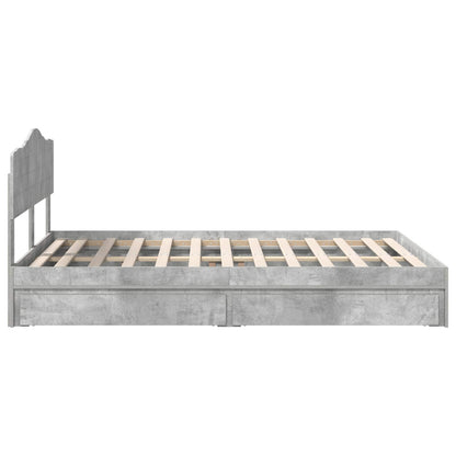 Letto con Contenitore con testiera Grigio cemento 150 x 200 cm | homemem39