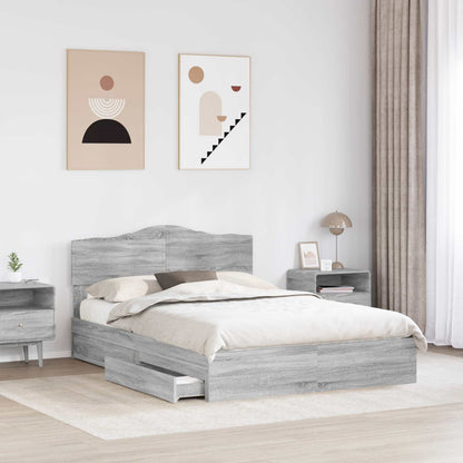 Letto con Contenitore con testiera Grigio Sonoma 140 x 200 cm | homemem39