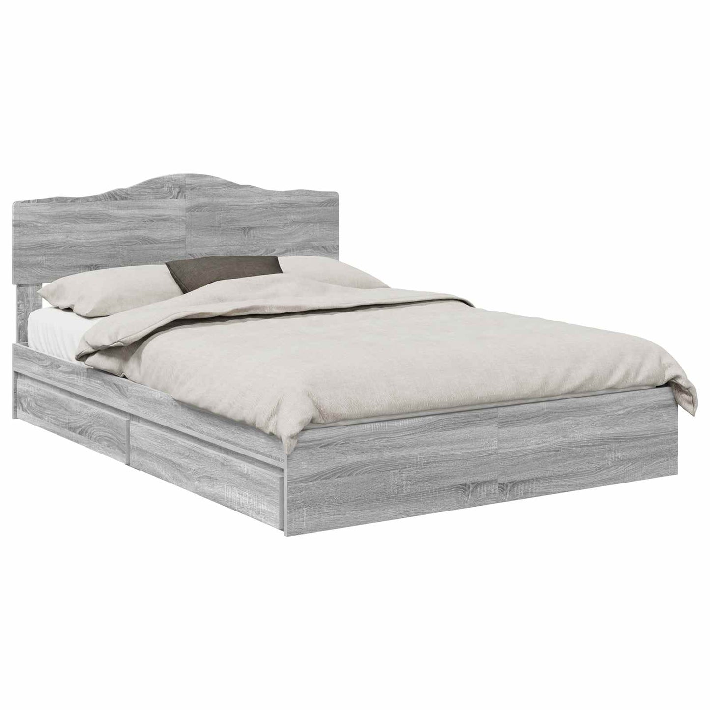 Letto con Contenitore con testiera Grigio Sonoma 140 x 200 cm | homemem39
