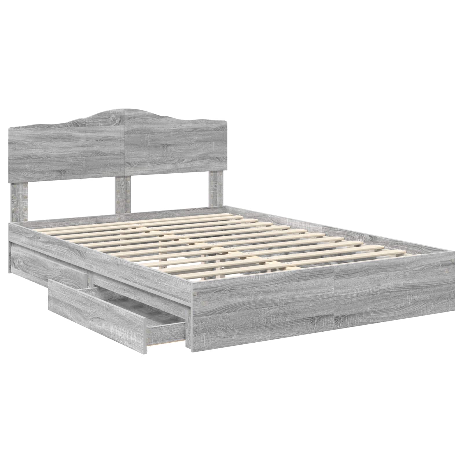 Letto con Contenitore con testiera Grigio Sonoma 140 x 200 cm | homemem39