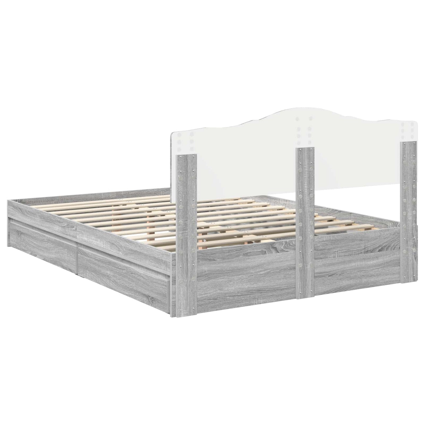 Letto con Contenitore con testiera Grigio Sonoma 140 x 200 cm | homemem39