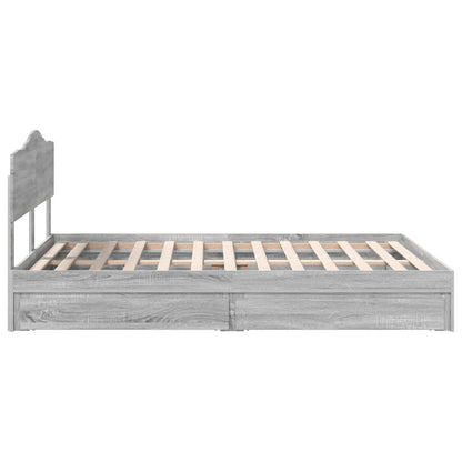 Letto con Contenitore con testiera Grigio Sonoma 140 x 200 cm | homemem39