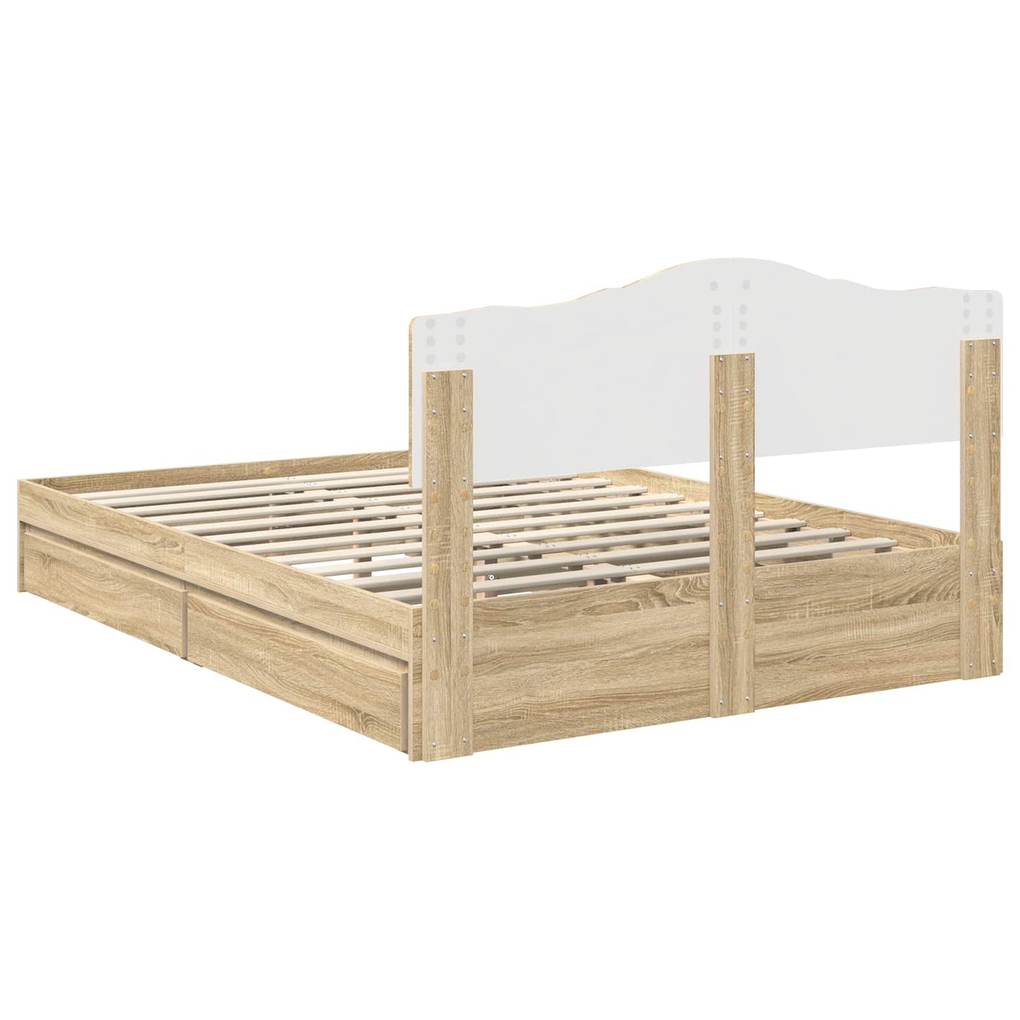 Letto con Contenitore con testiera Rovere Sonoma 140 x 190 cm | homemem39
