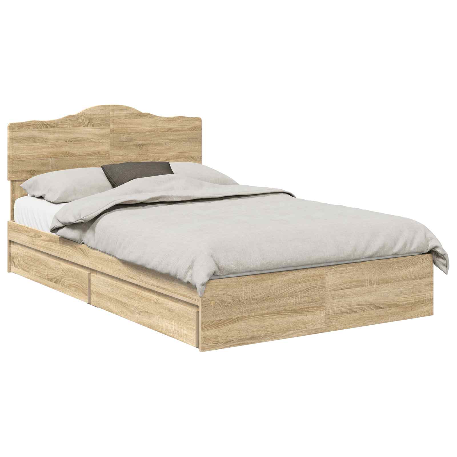Letto con Contenitore con testiera Rovere Sonoma 135 x 190 cm | homemem39