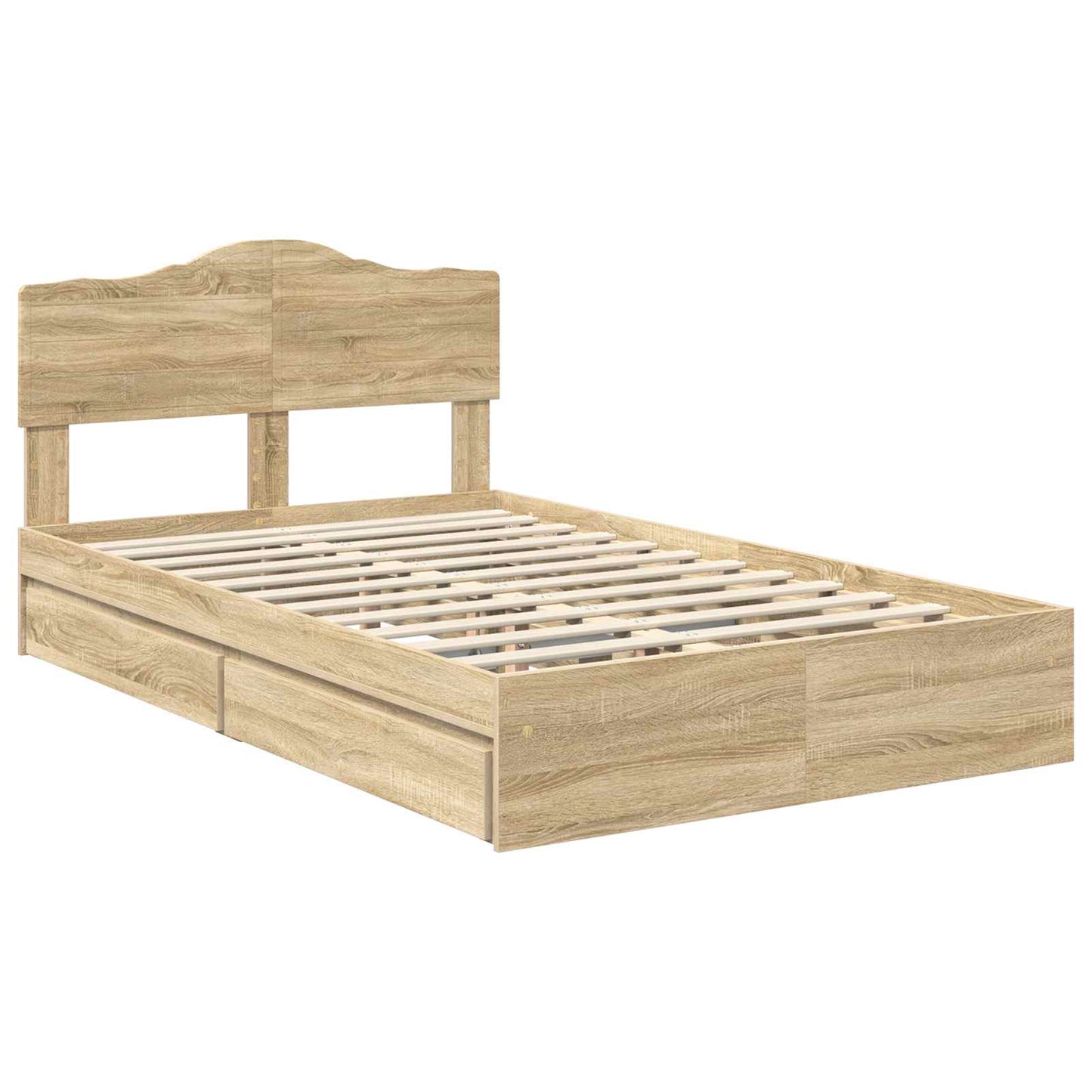 Letto con Contenitore con testiera Rovere Sonoma 135 x 190 cm | homemem39