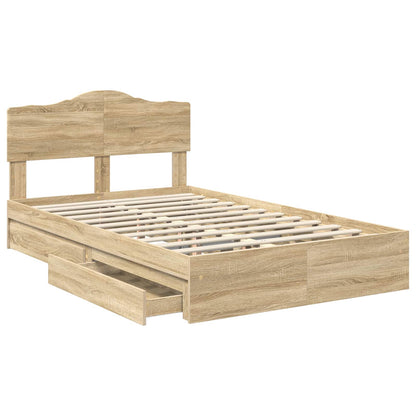Letto con Contenitore con testiera Rovere Sonoma 135 x 190 cm | homemem39
