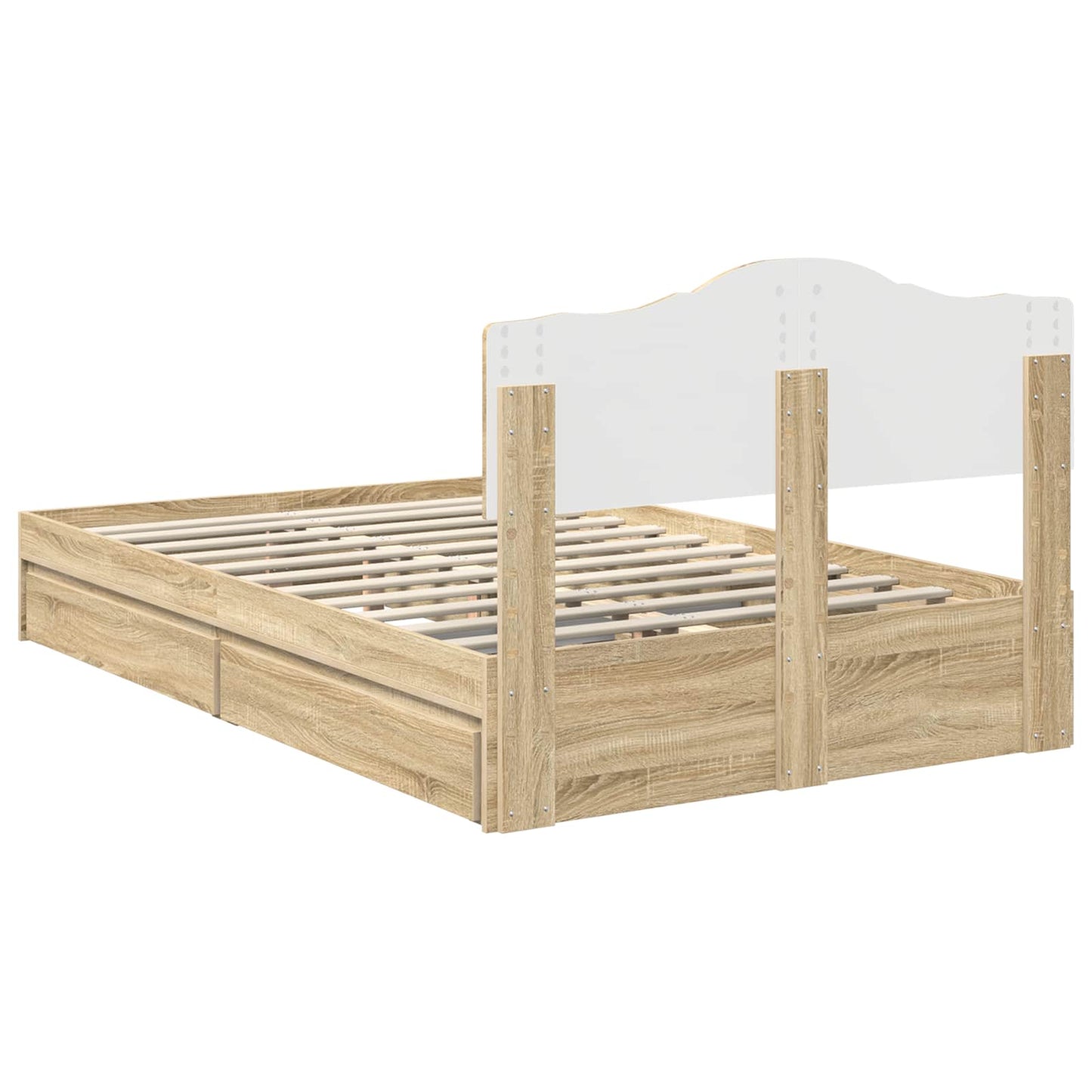 Letto con Contenitore con testiera Rovere Sonoma 135 x 190 cm | homemem39