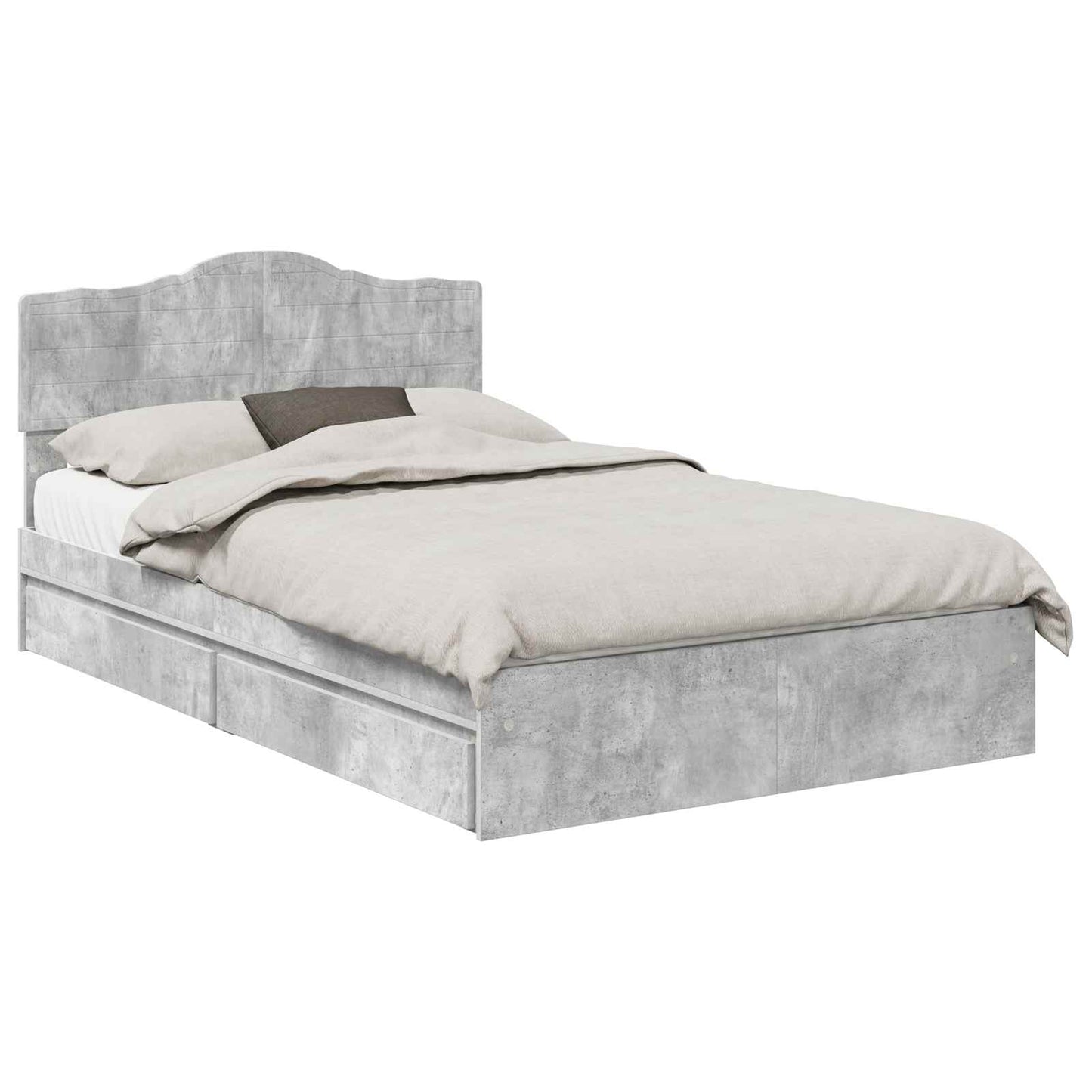 Letto con Contenitore con testiera Grigio cemento 135 x 190 cm | homemem39
