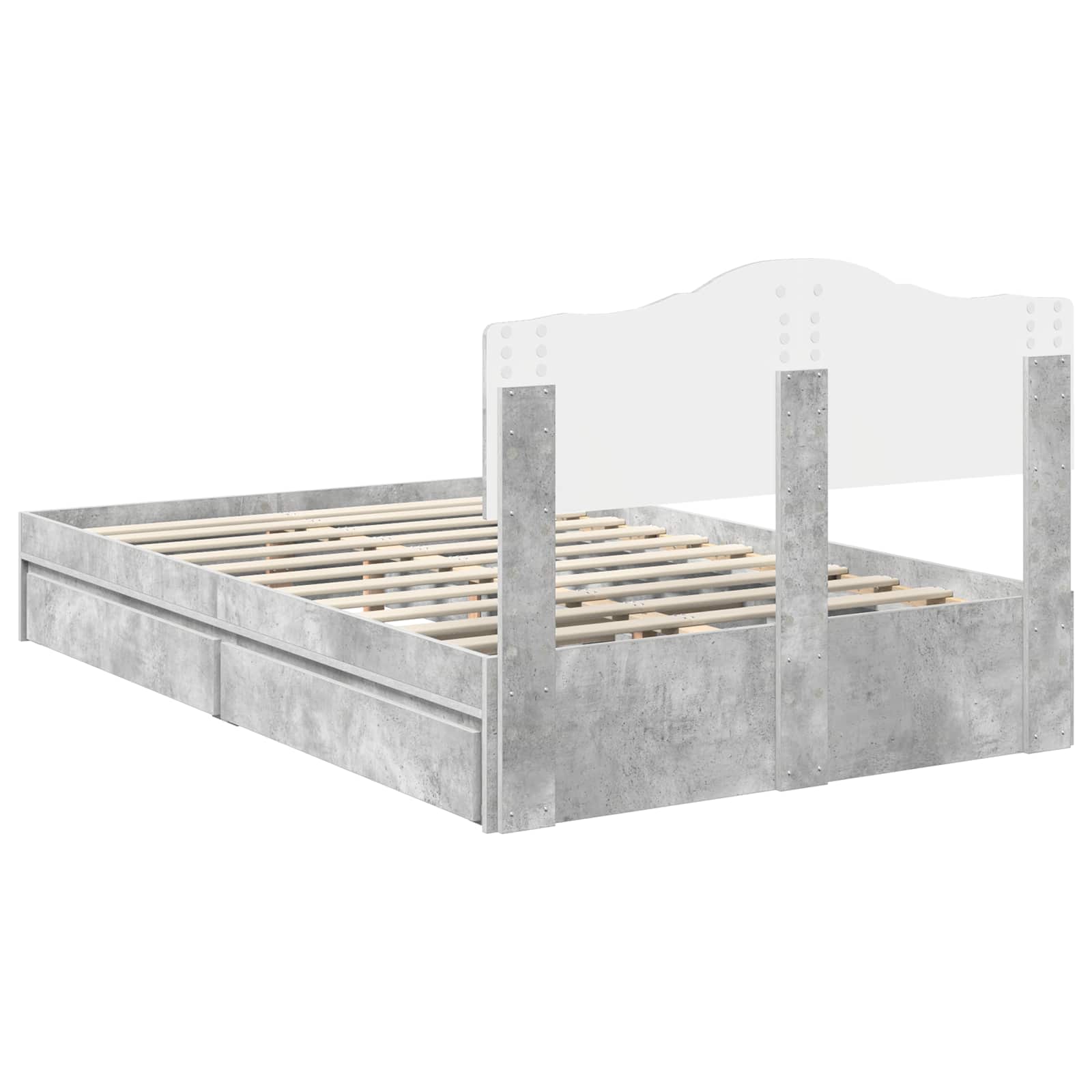 Letto con Contenitore con testiera Grigio cemento 135 x 190 cm | homemem39