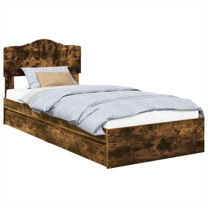 Letto con Contenitore con testiera Rovere fumé 100 x 200 cm | homemem39