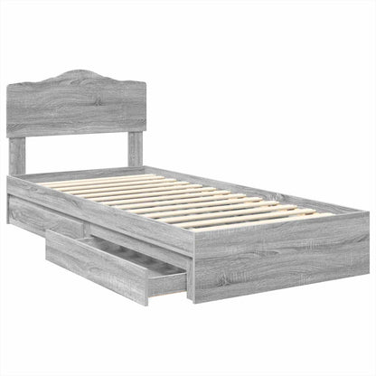 Letto con Contenitore con testiera Grigio Sonoma 100 x 200 cm | homemem39