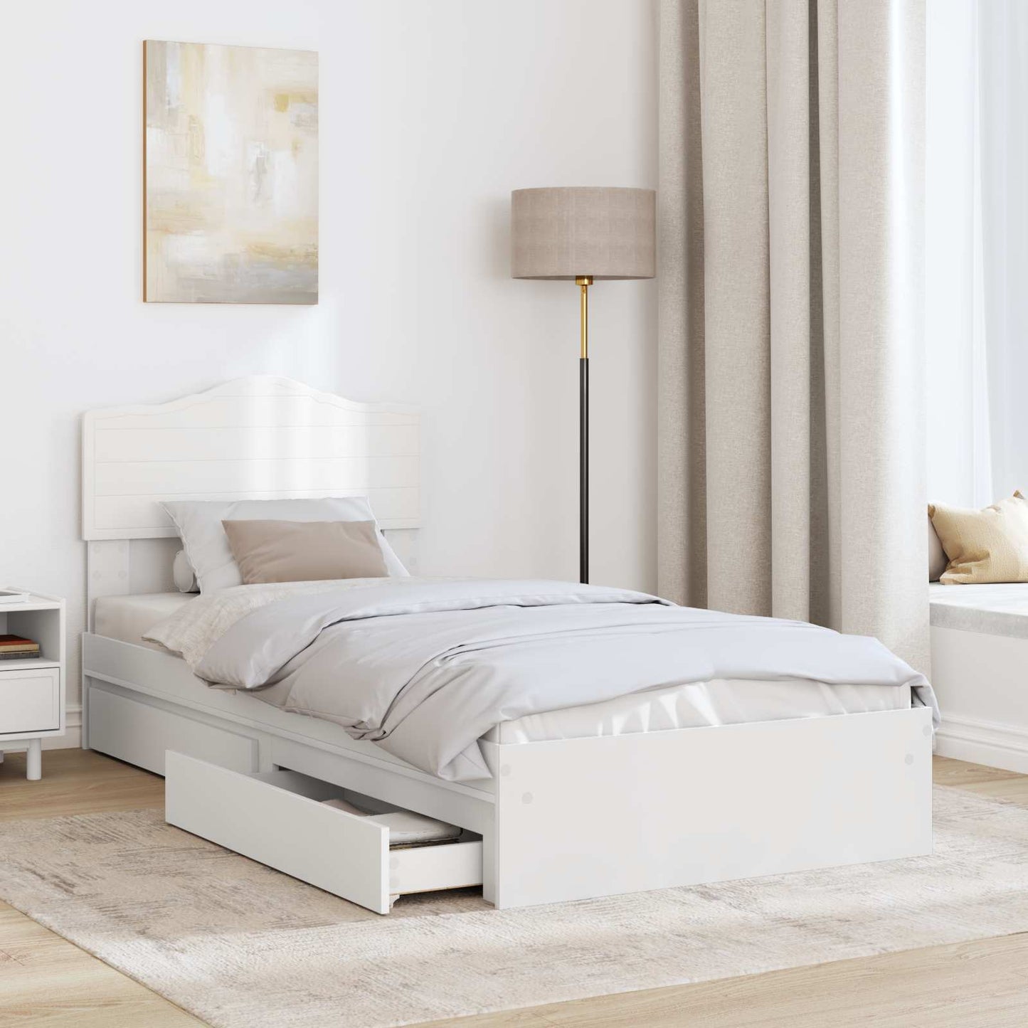 Letto con Contenitore Bianco 90 x 200 cm Legno multistrato | homemem39