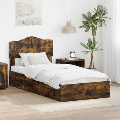 Letto con Contenitore Rovere fumé 90 x 200 cm Legno multistrato | homemem39