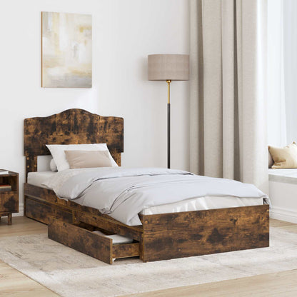 Letto con Contenitore Rovere fumé 90 x 200 cm Legno multistrato | homemem39