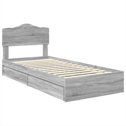 Letto con Contenitore con testiera Grigio Sonoma 90 x 200 cm | homemem39