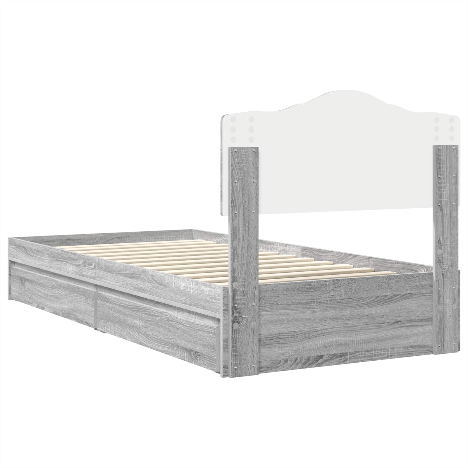 Letto con Contenitore con testiera Grigio Sonoma 90 x 200 cm | homemem39