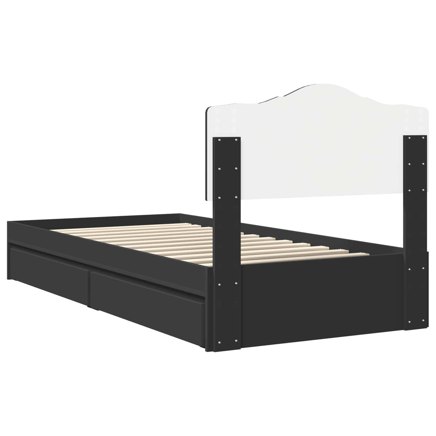 Letto con Contenitore Nero 90 x 190 cm Legno multistrato | homemem39