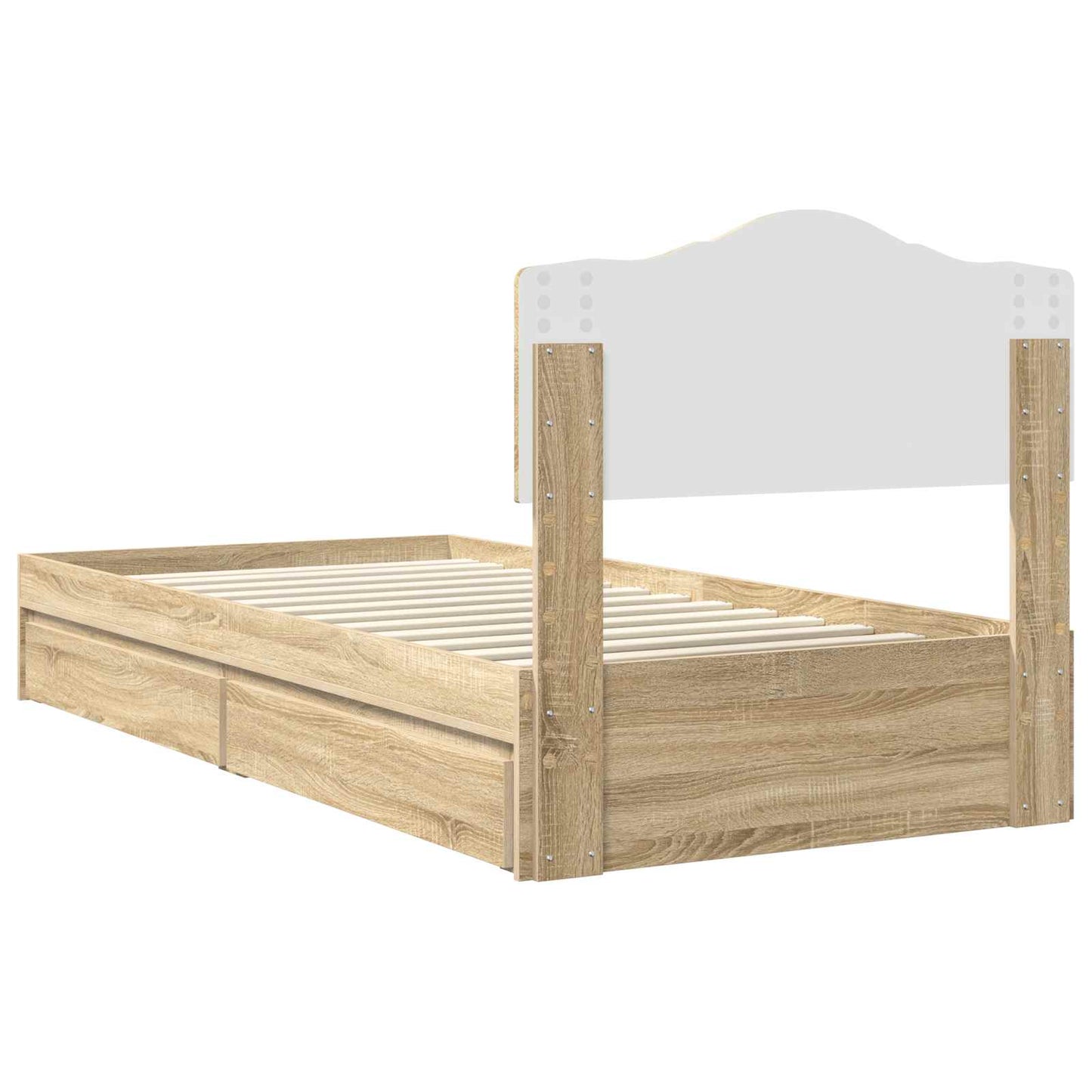 Letto con Contenitore con testiera Rovere Sonoma 90 x 190 cm | homemem39