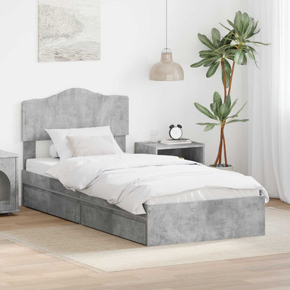 Letto con Contenitore con testiera Grigio cemento 90 x 190 cm | homemem39