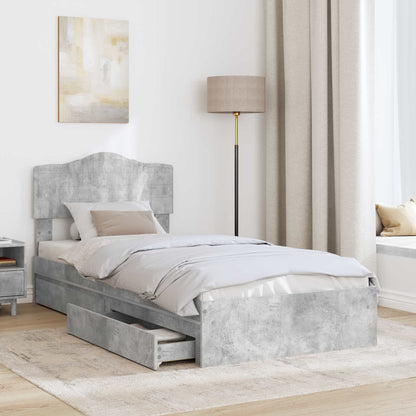 Letto con Contenitore con testiera Grigio cemento 90 x 190 cm | homemem39