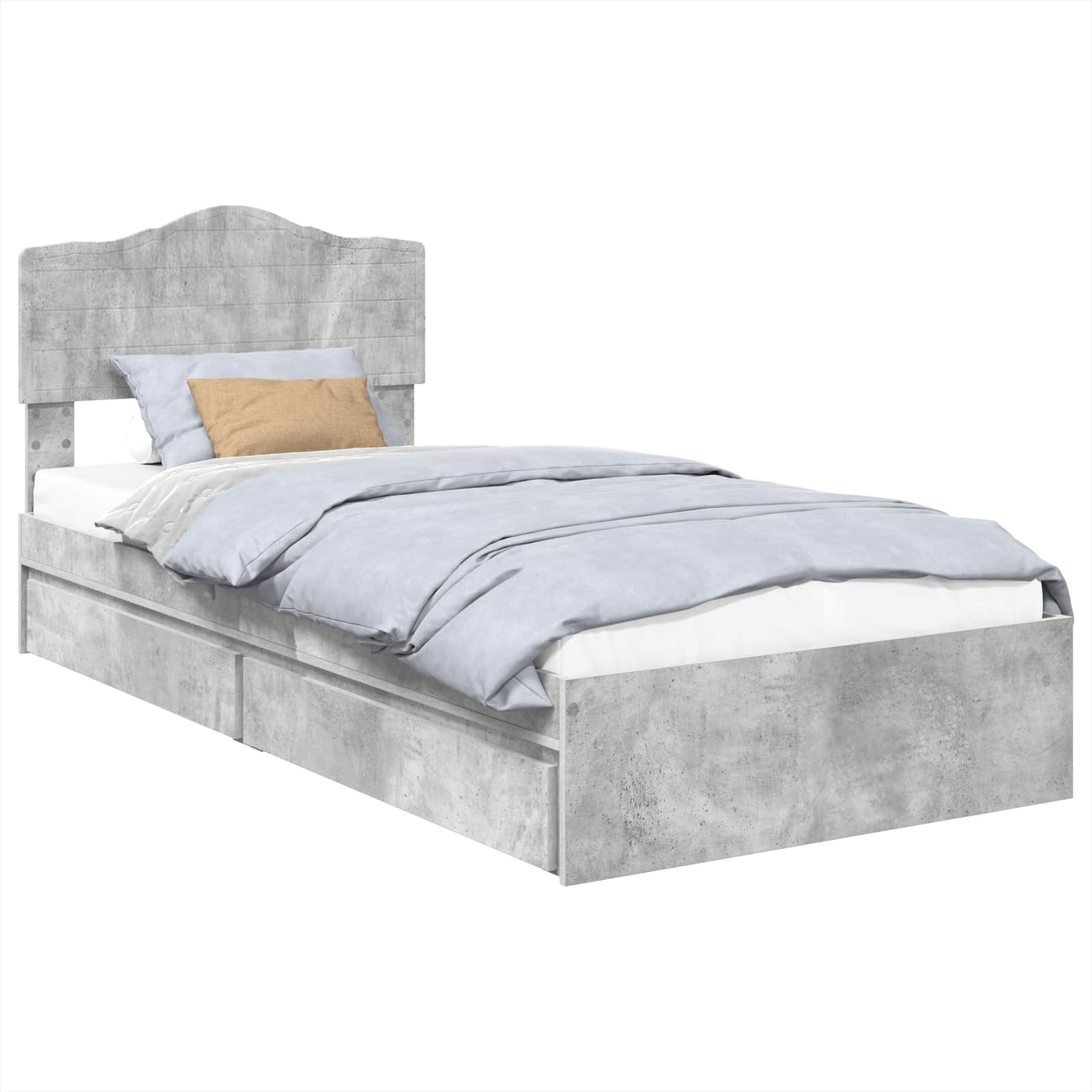 Letto con Contenitore con testiera Grigio cemento 90 x 190 cm | homemem39