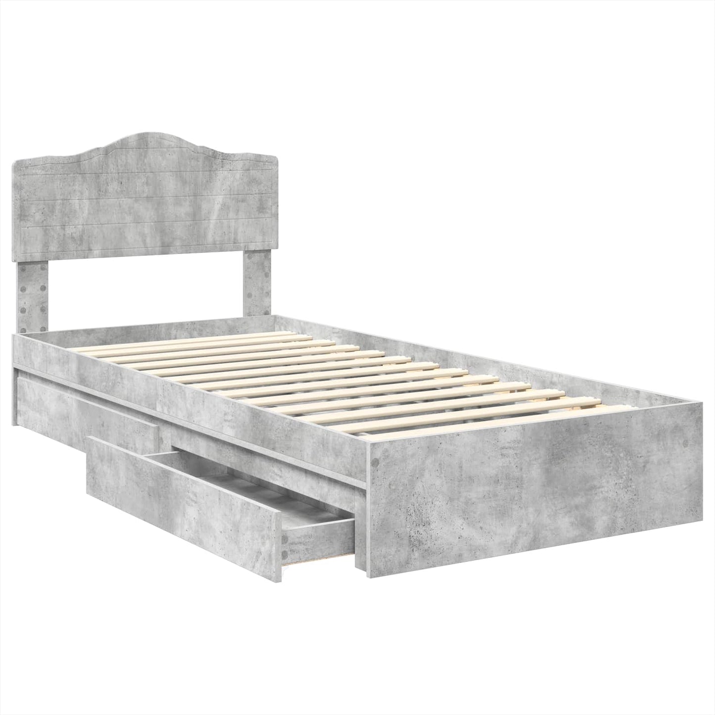 Letto con Contenitore con testiera Grigio cemento 90 x 190 cm | homemem39