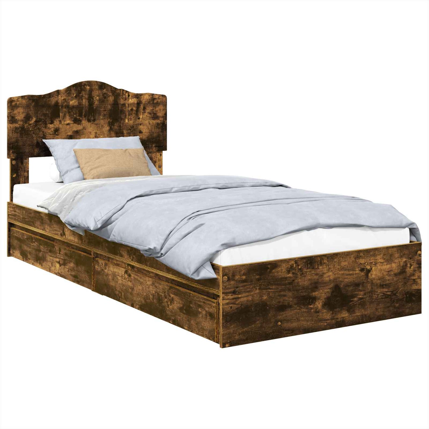 Letto con Contenitore Rovere fumé 90 x 190 cm Legno multistrato | homemem39