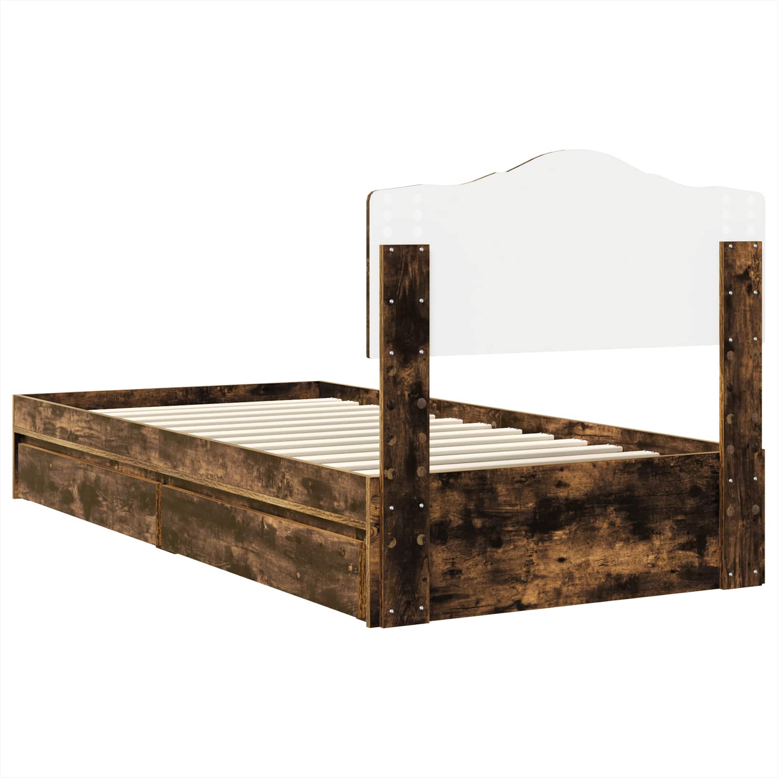 Letto con Contenitore Rovere fumé 90 x 190 cm Legno multistrato | homemem39