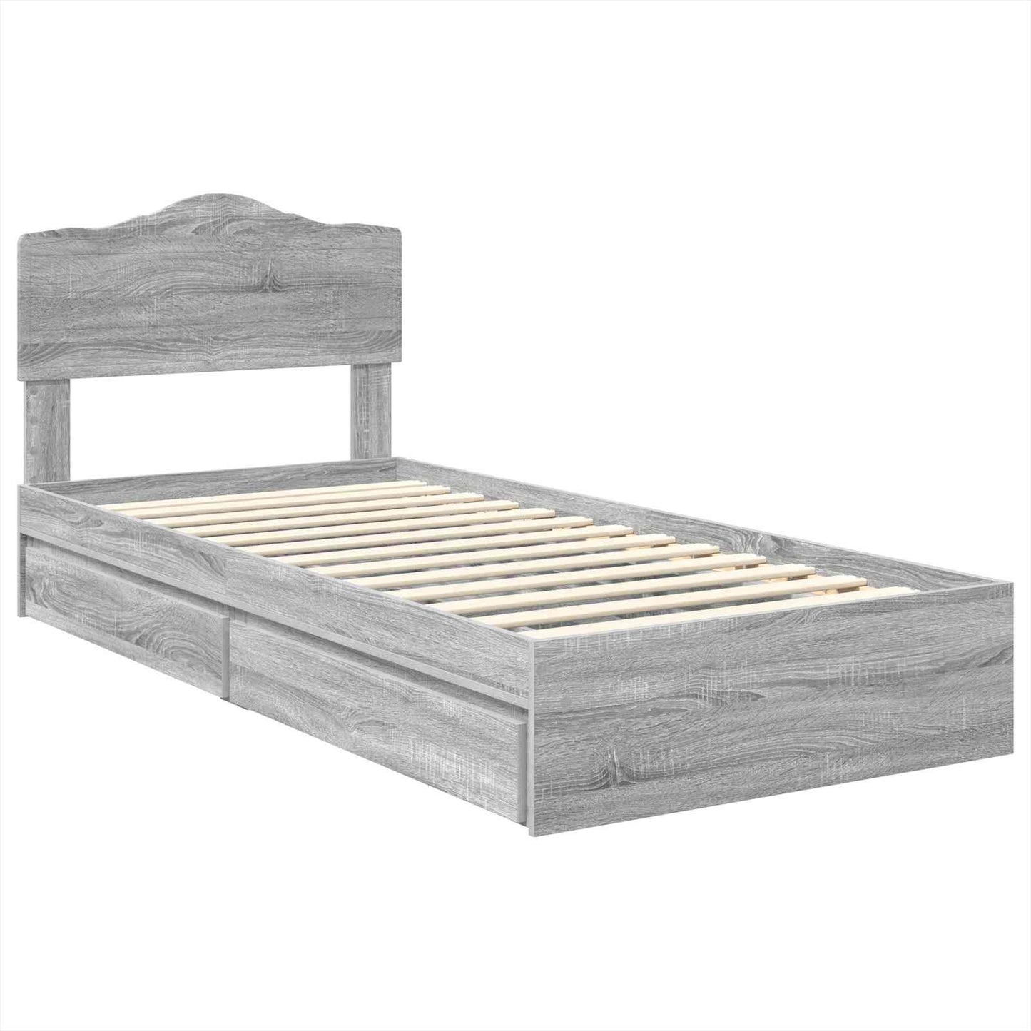 Letto con Contenitore con testiera Grigio Sonoma 90 x 190 cm | homemem39