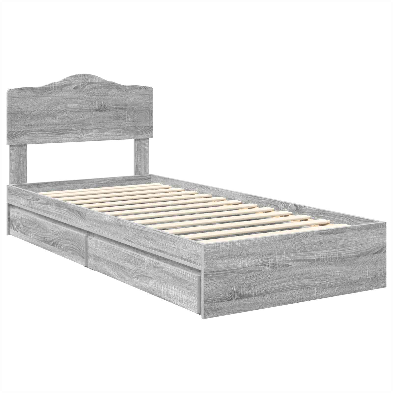 Letto con Contenitore con testiera Grigio Sonoma 90 x 190 cm | homemem39