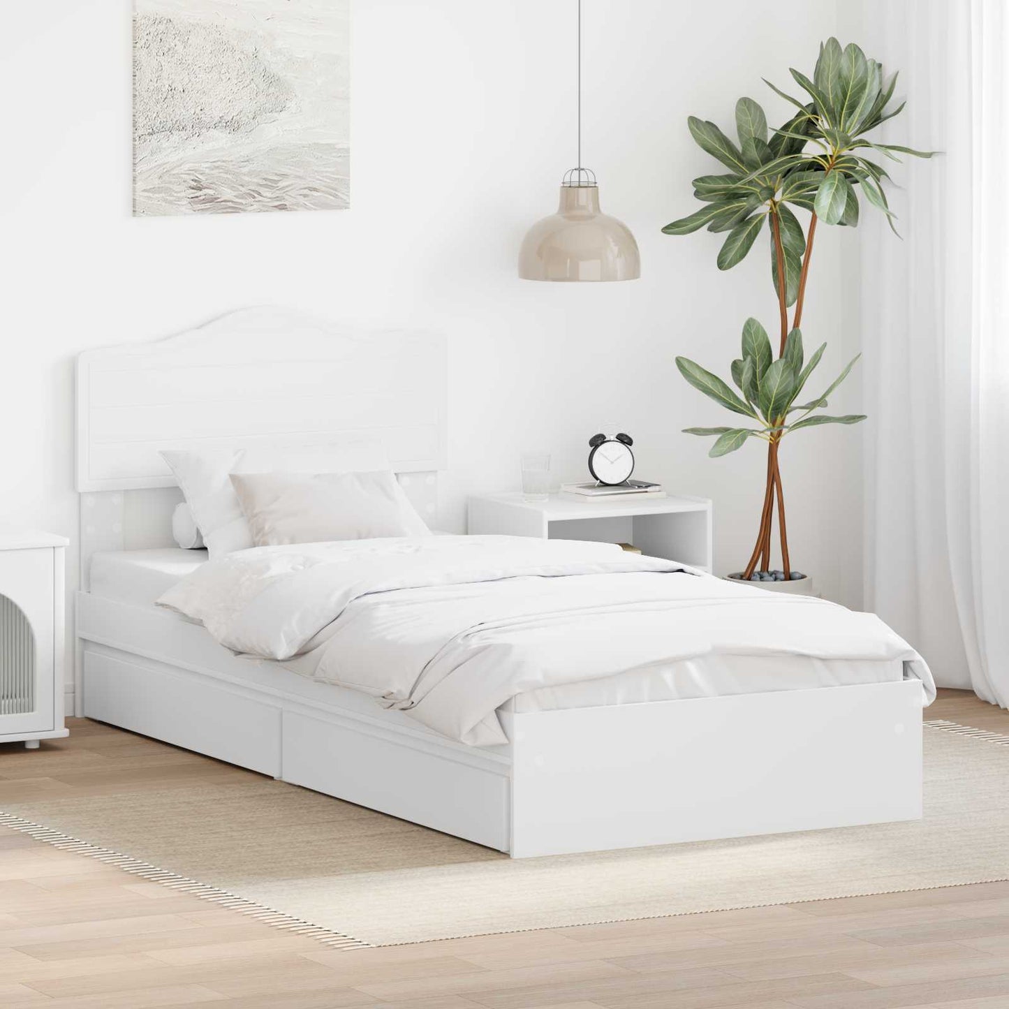 Letto con Contenitore Bianco 70 x 190 cm Legno multistrato | homemem39
